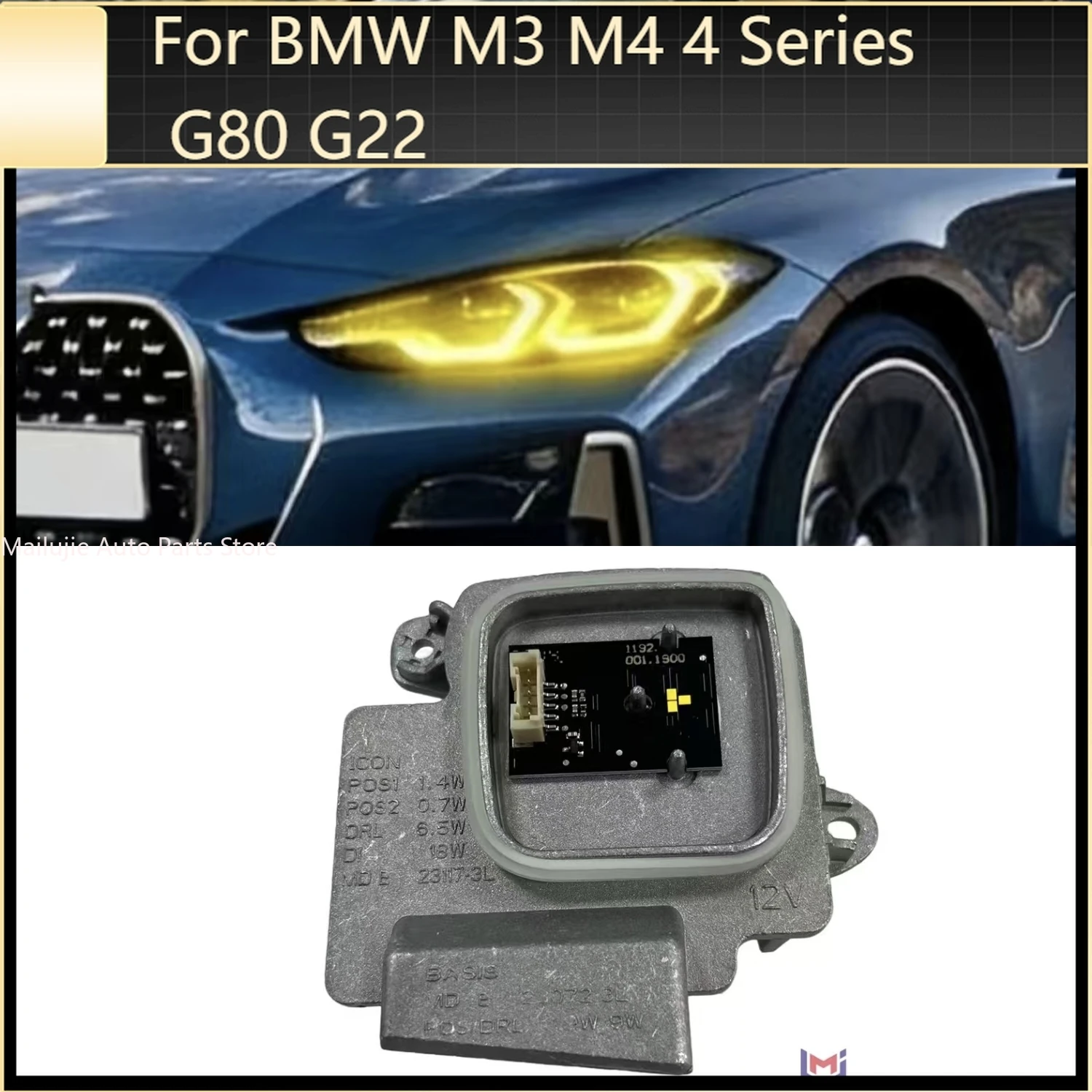 

For BMW M3 M4 4 series G80 G22 OE 63119851047 63119851048 9851049 9851050 module non-laser Yellow DRL Angel Eyes Headlight