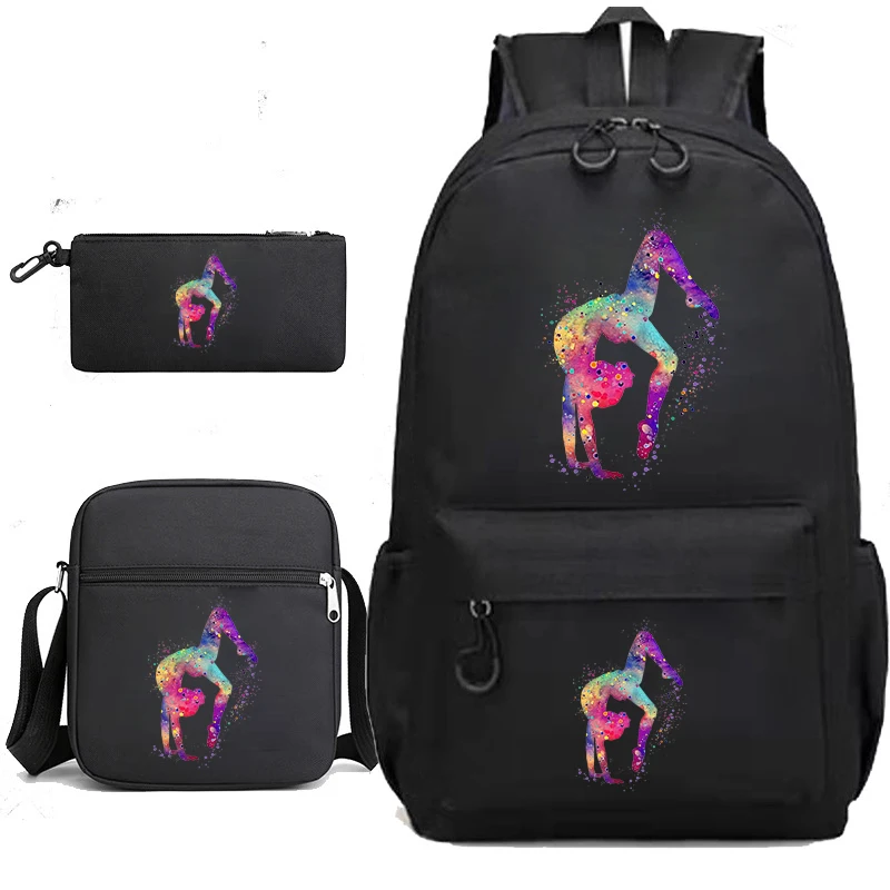 Aquarel Gymnastiek Meisjes Print Schooltassen Voor Tienermeisjes Bagpack Reis Knapzak Schoolrugzak Voor Studenten