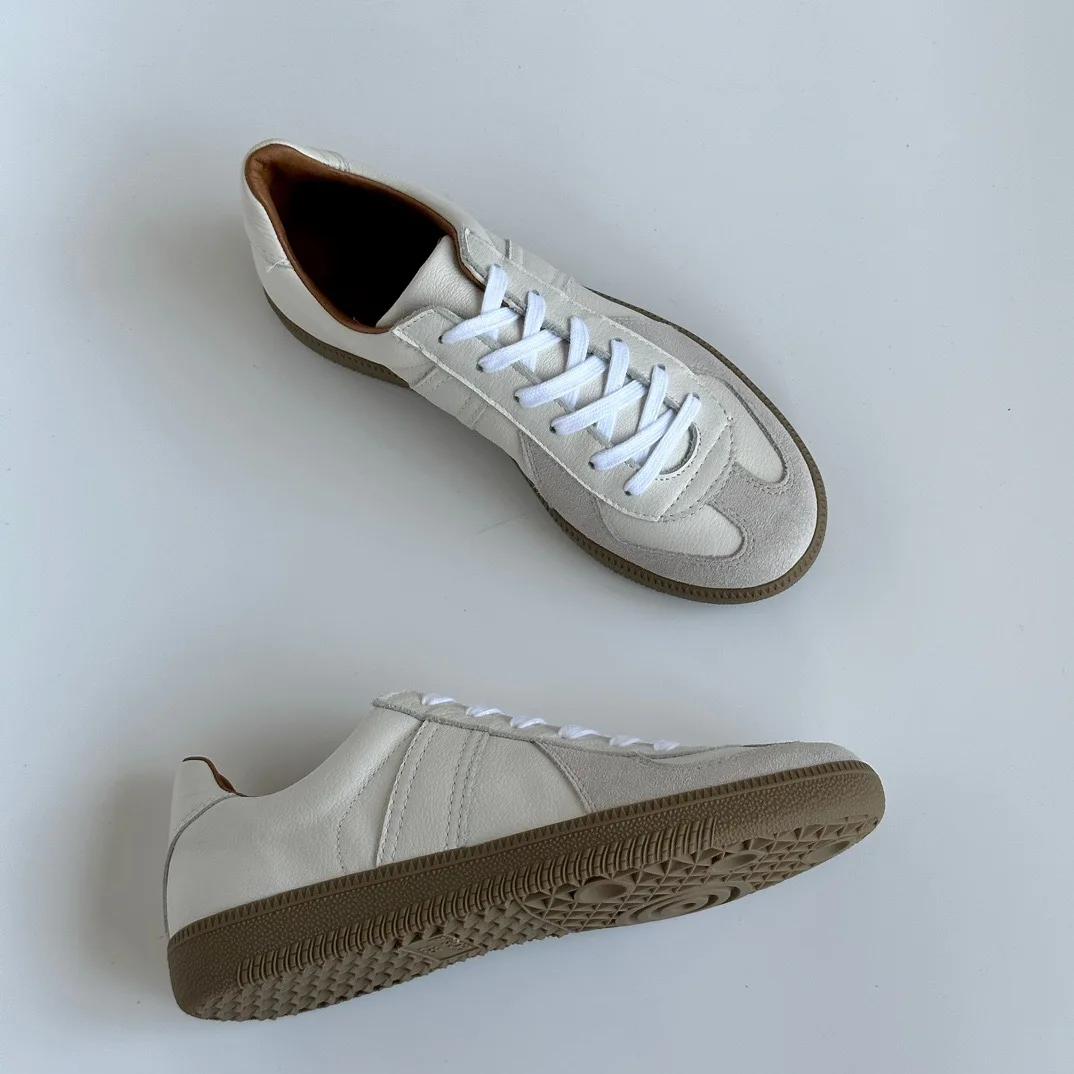 Dave&Di French Fashion Blogger Retro German Training Shoes Leather Breathable Sneakers Comfortable Women 34-40