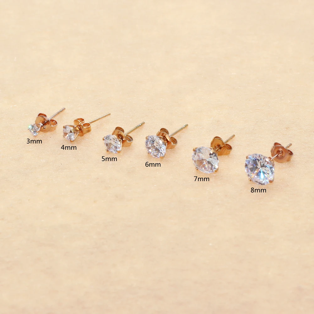 1 # Ohrringe mit AAA, rundem, sauberen Zirkon, Edelstahl-Ohrring, IP-Beschichtung, kein Verblassen, allergiefrei, hochwertiger Schmuck – Detail 8