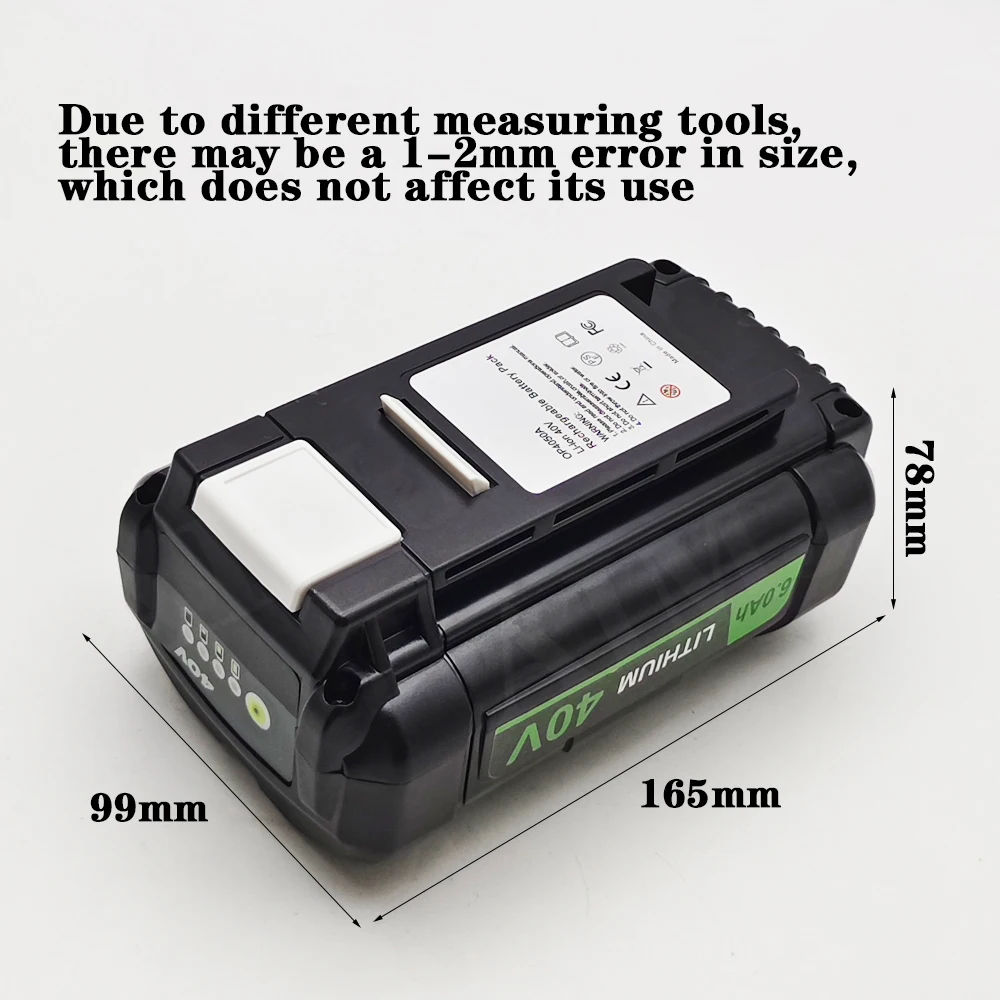 For Ryobi series wireless power tools  40V 6.0AH lithium-ion batteries OP4040 OP4026 OP4030 OP4050 OP4060A OP40201 OP40301
