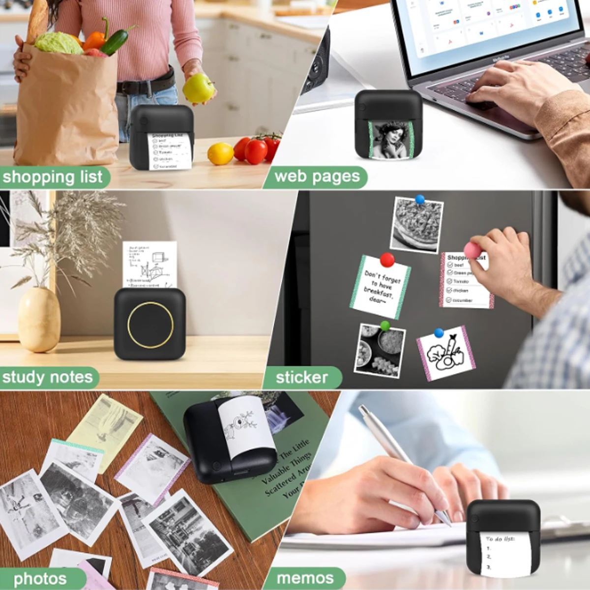 Thermal Mini Printer, Portable Inkless Sticker Maker, Free Cut Pocket Printer, Photo Label Memo Printing Tag Bluetooth Printer