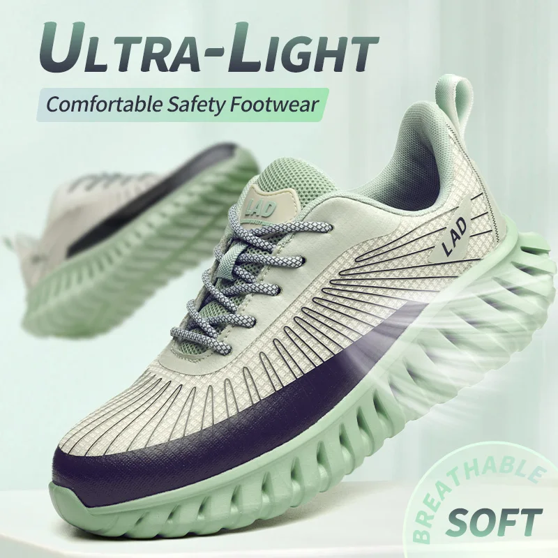 LEIANDUN Ultra light soft soled safety shoes for men, anti smashing, comfortable and shock-absorbing work shoes