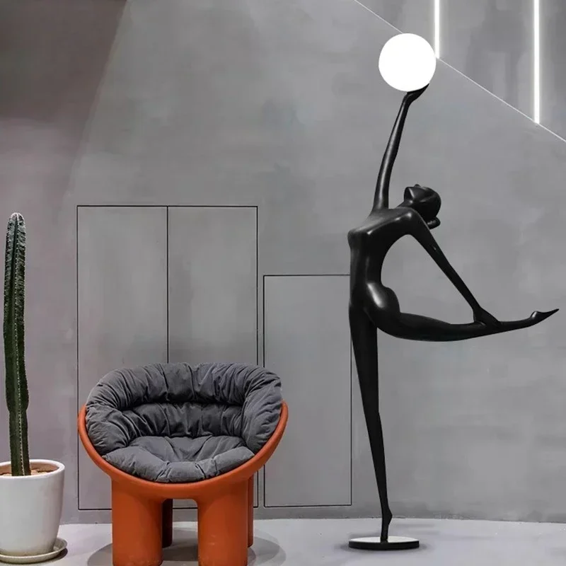 

06Creative abstract figure sculpture ornament FRP large floor lamp installation artwork