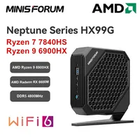 MinisForum HX100G HX99G Gaming Mini PC AMD Ryzen 7 7840HS 9 6900HX Radeon RX 6600M 8G Windows 11 DDR5 2xUSB4 Gamer Computer