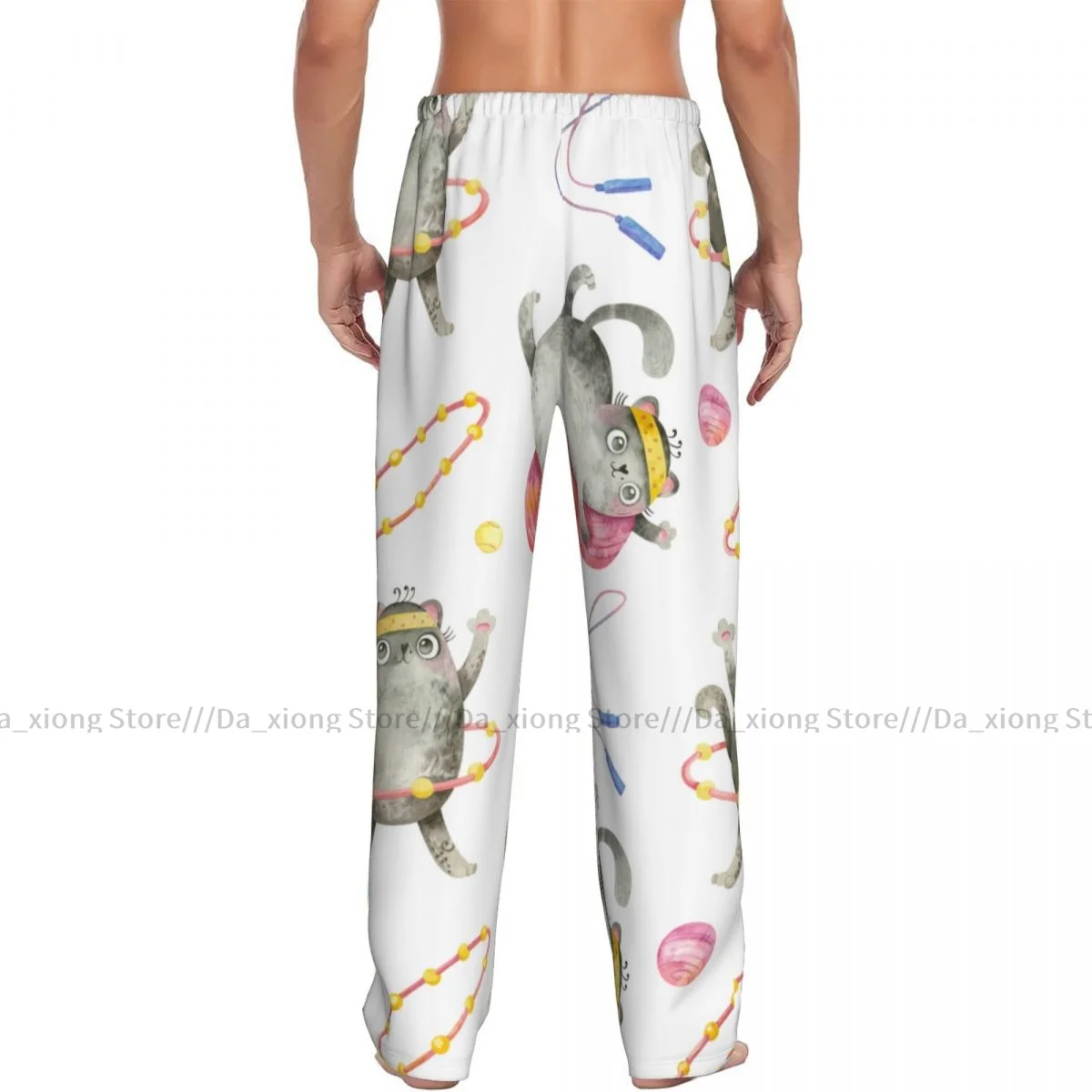 Men's Casual Pajama Sleeping Pants Cats Cute Characters Lounge Loose Trousers Comfortable Nightwear