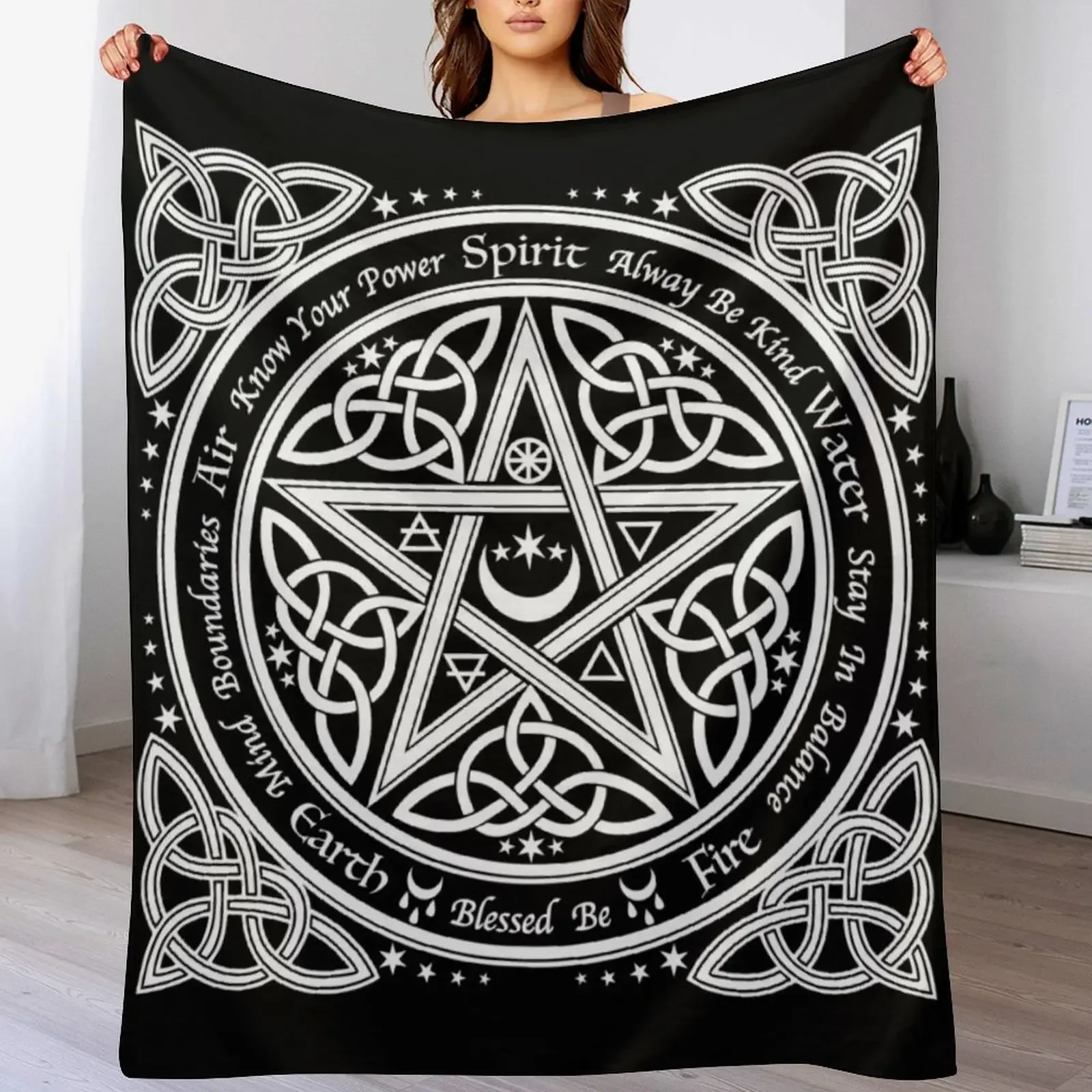 

Pentagram Symbol Throw Blanket Winter beds Plaid Furry Luxury St Blankets