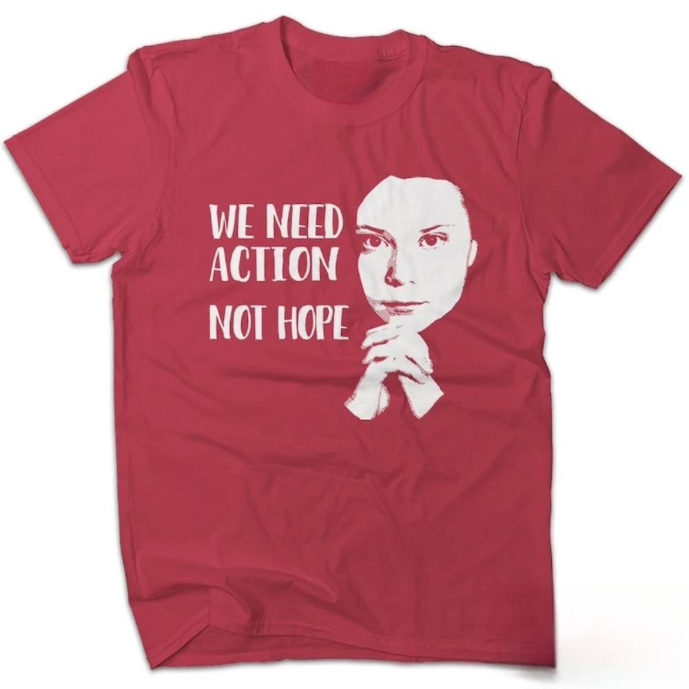 نحن بحاجة إلى عمل لا أمل غريتا ثونبرج التي شيرت غريتا ثونبرغ إقتباس قميص غزة فلسطين النساء الرجال الشارع الشهير الجرافيك تيشيرت مطبوع #5