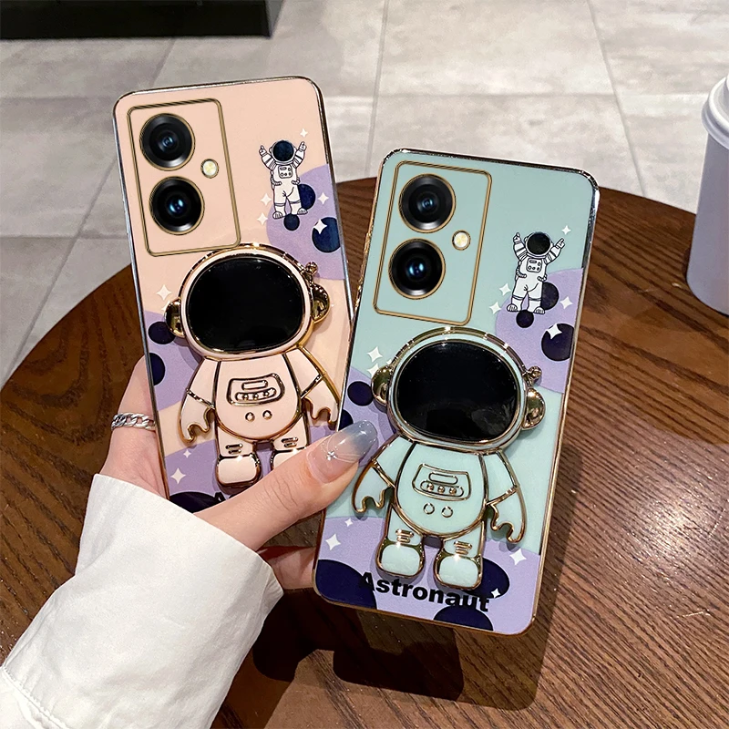 Y 78 Plus Cute Astronaut Plating Phone Holder Case For VIVO Y85 Y200i Y91 Y35Plus Y93 Y76S Y35 Y78 Y28 Y77 Y100 X100 X100S Cover