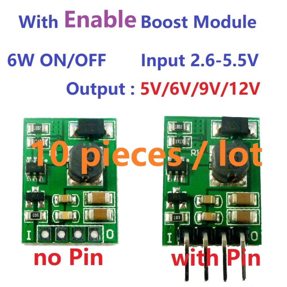 10x DC-DC 3V 3.3V 3.7V 4.2V 5V to 5V 6V 9V 12V With Enable ON/OFF Step-up Boost Converter Voltage Regulate Power Supply Module