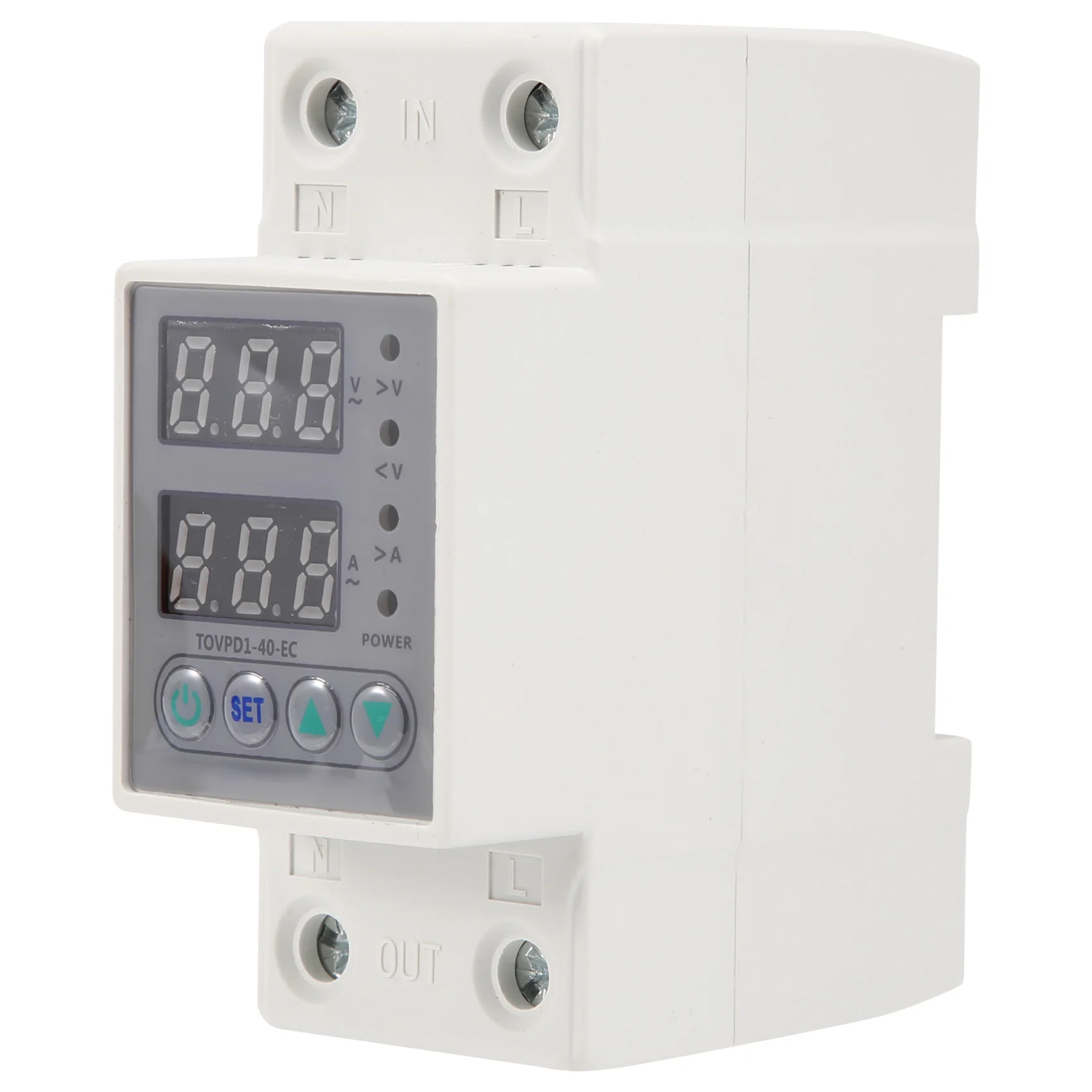 Din Rail Dual Display Adjustable over Voltage Current and Under Voltage Protective Device Protector Relay 40A 220V 230V