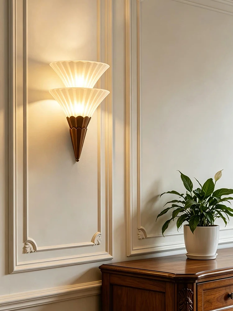 Lampa ścienna LED w stylu vintage, luksusowa, metalowa, szklana, do wystroju wnętrz, oświetlenie do salonu, willi, na schodki, do sypialni, oświetlenie przy łóżku. — 2