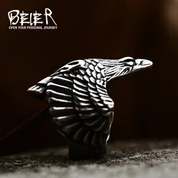 Beier 316L Stainless Steel Norse Viking Raven Head Eagle Ring For Man Hip-Hop Biker Boy's Cool Jewelry LR329