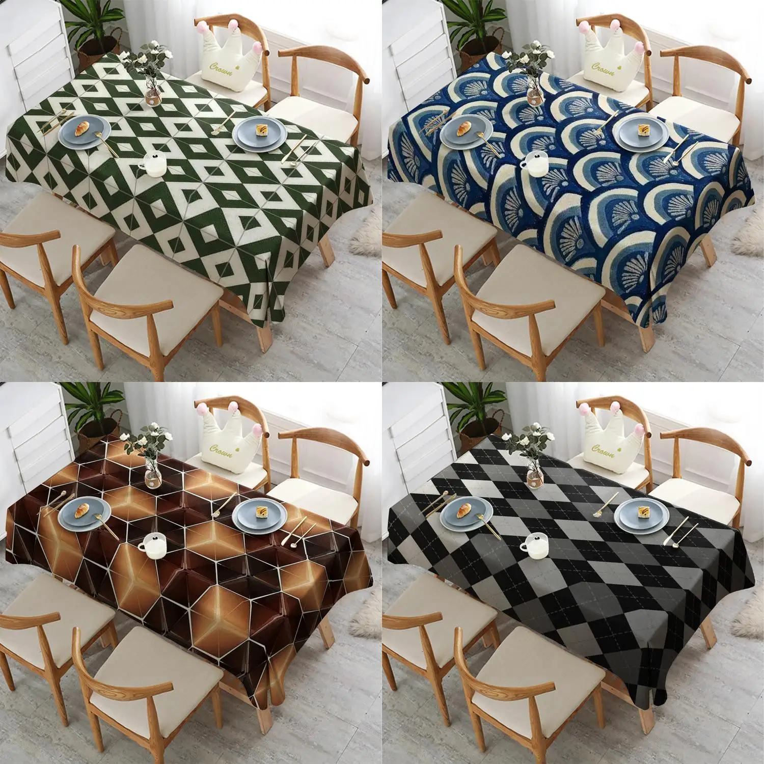 Geometric Pattern Tablecloth Restaurant Kitchen Tablecloth Living Room Home Decoration Rectangular Party Decoration