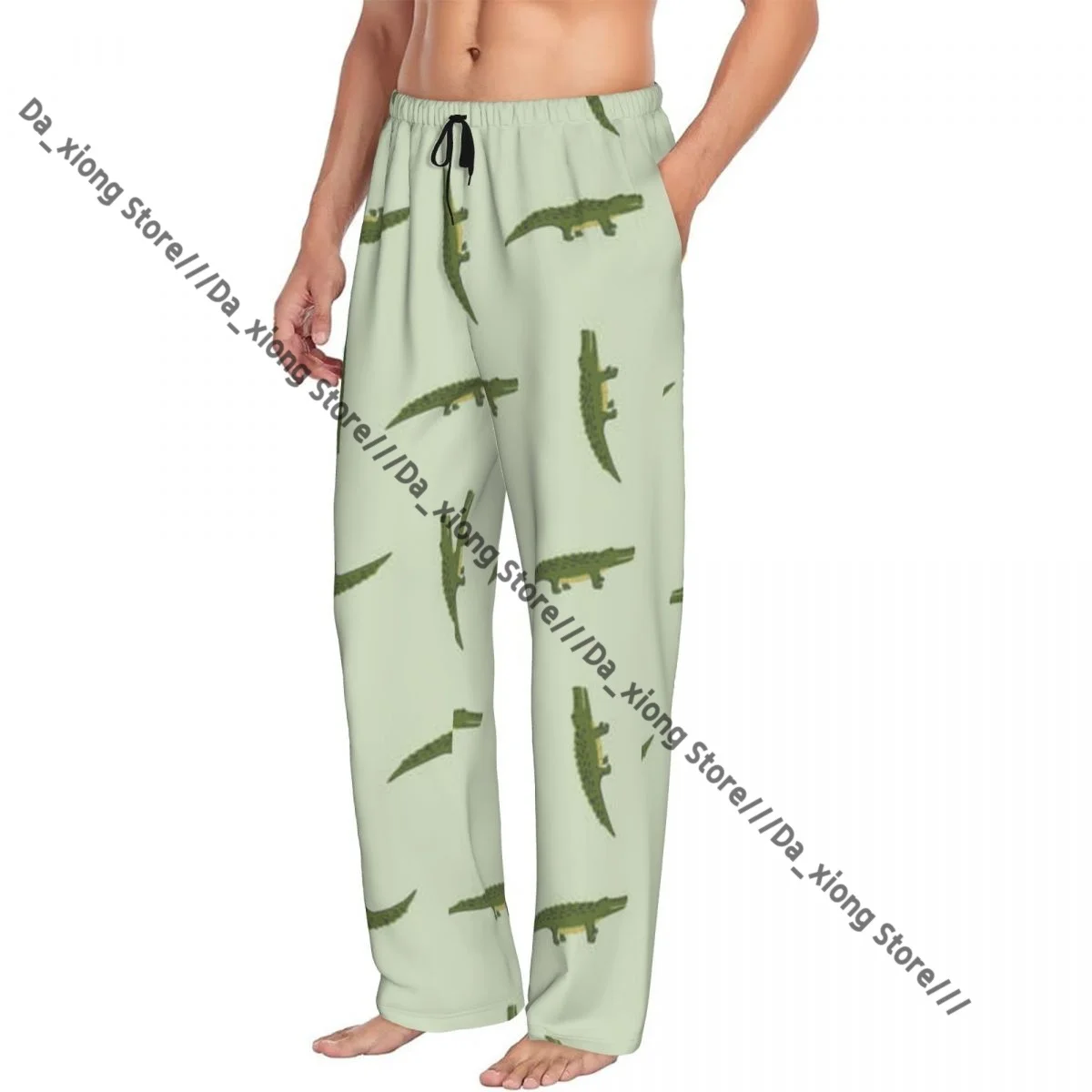

Мужская одежда для сна, свободные брюки для сна, пижамы с милыми крокодилами, длинные штаны для отдыха, повседневная домашняя одежда