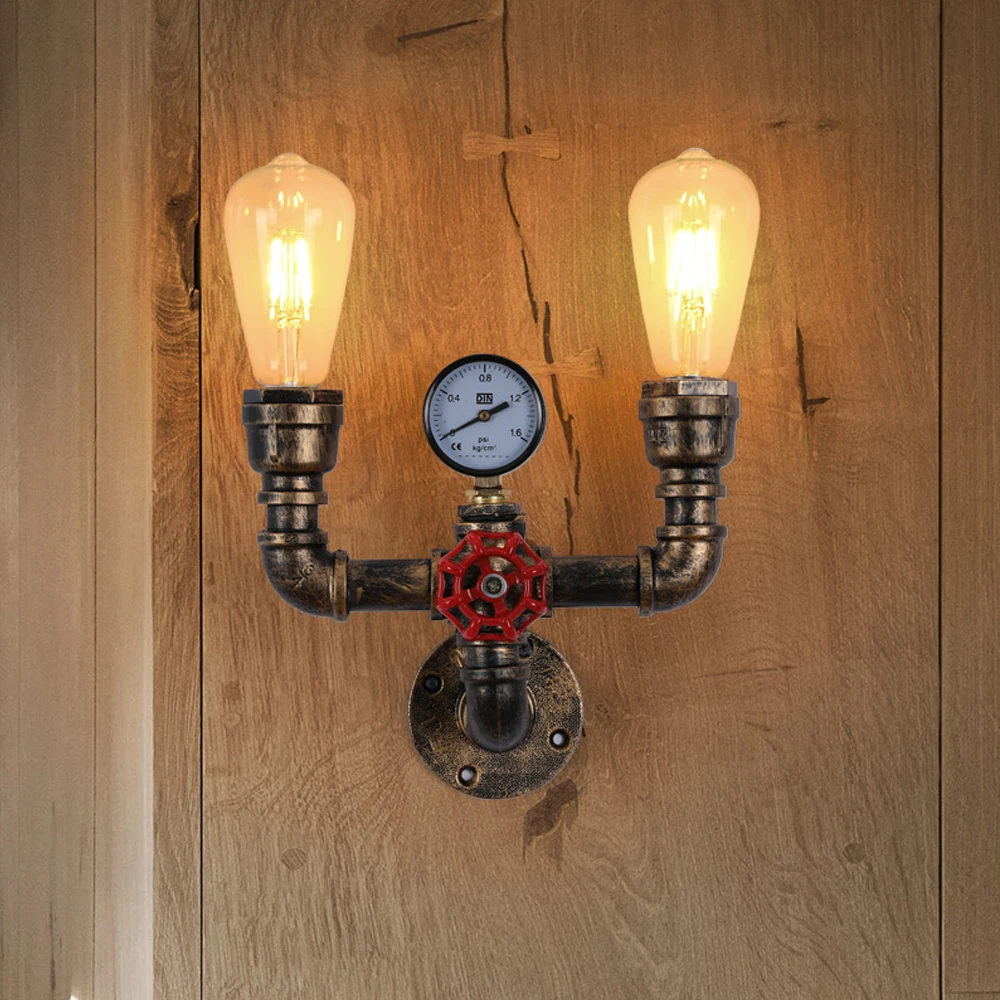 Industrial Steampunk Wall Light Vintage Wall Lamp Water Pipe Wall Sconce for Restaurant Cafe Bar Kitchen Lighting Home Decor E27