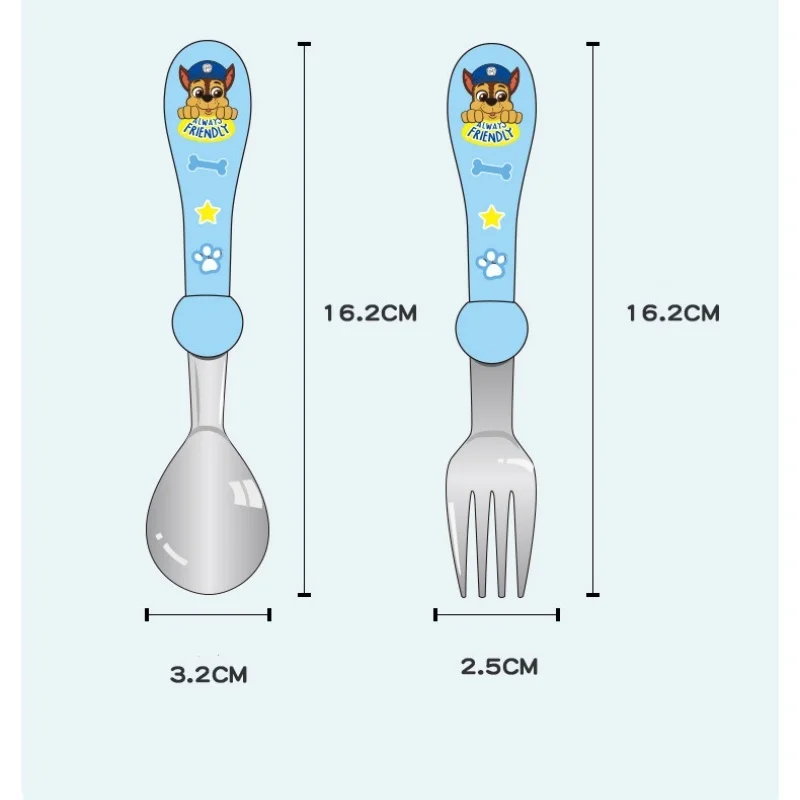 Paw Patrol Chase Skye Children's Tableware Cute Cartoon 316 Stainless Steel Baby Food Supplement Spoon Fork Kawaii Children Gift