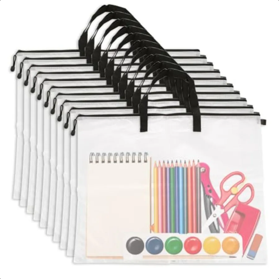 

SHU 10 Pack Art Portfolio Bag with Handle and Zipper 18 x 24 Inch Bag Poster Storage Bag Board Holder Mesh Folder Organizers fo