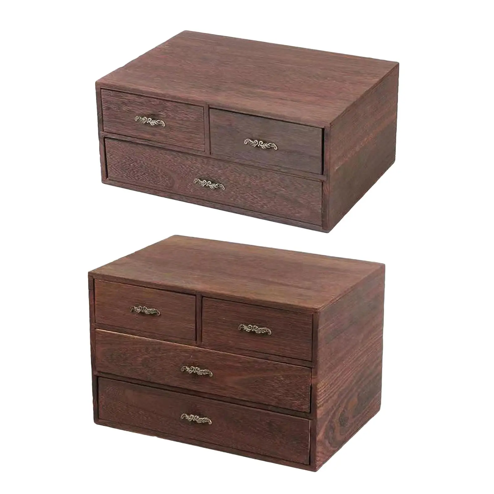 

Retro Jewelry Box Drawer Type Organizer Desktop Wood Storage Case Home