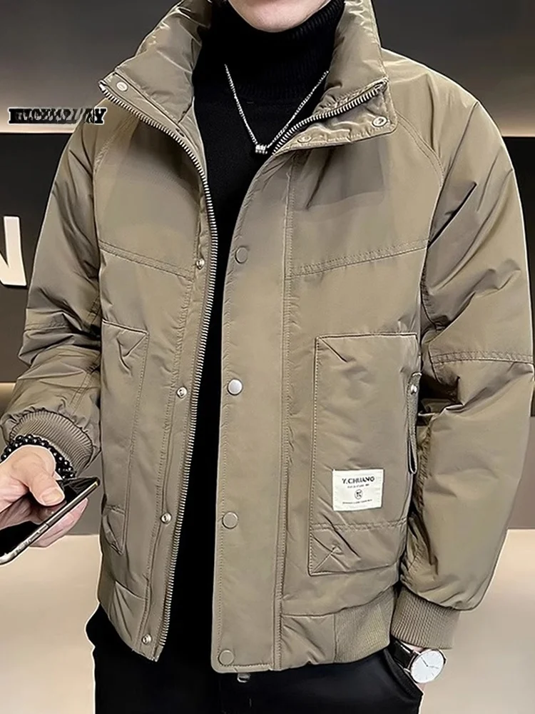 

Мужская хлопковая зимняя куртка с принтом, теплая, с воротником-стойкой, повседневная, молодежная, с длинными рукавами, защита от холода