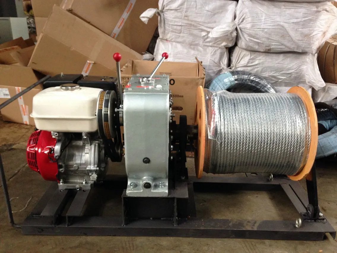 5Ton Gasoline engine cable pulling winch, wire rope capstan hoist winch