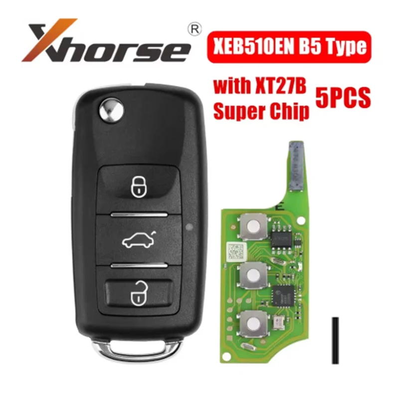 5 pieces Xhorse XEB510EN For Volkswagen B5 Type Super Remote with XT27B Super Chip