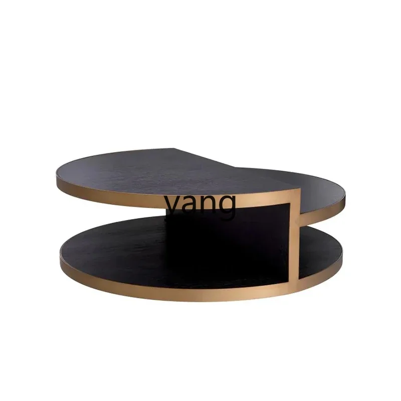 LM Italian light luxury round coffee table living room home level creative personality multi-layer art table