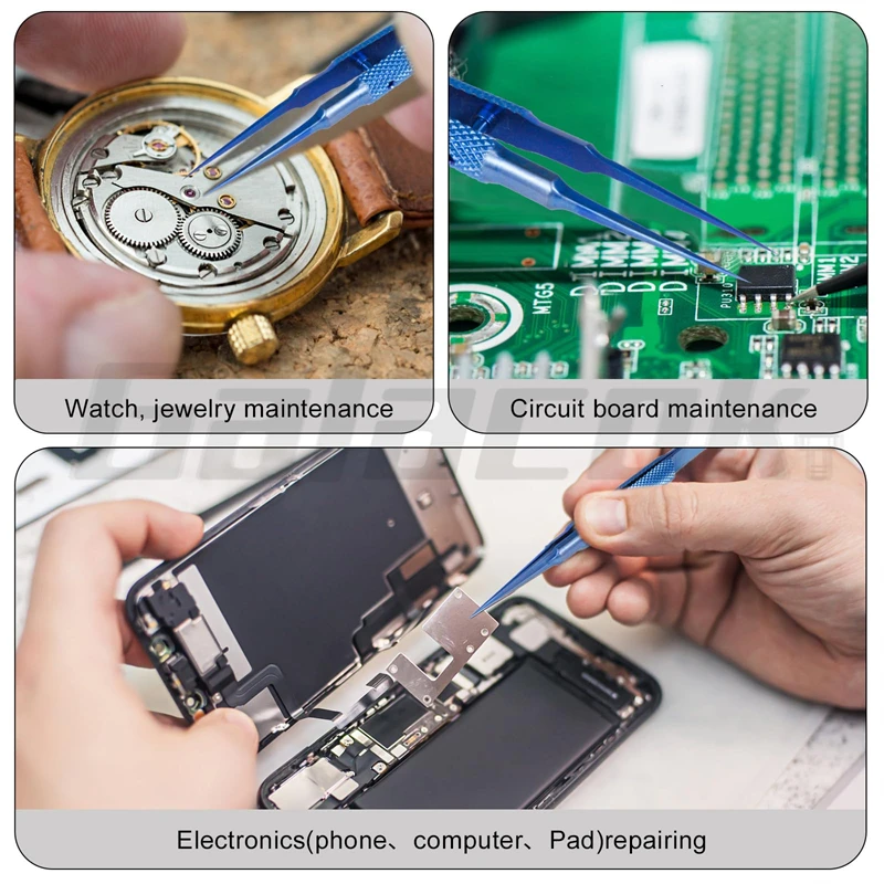 ملاقط دقيقة من سبائك التيتانيوم للإصلاح الإلكتروني ملقط رفيع غير مغناطيسي للكشف عن بصمات الأصابع للوحة الأم