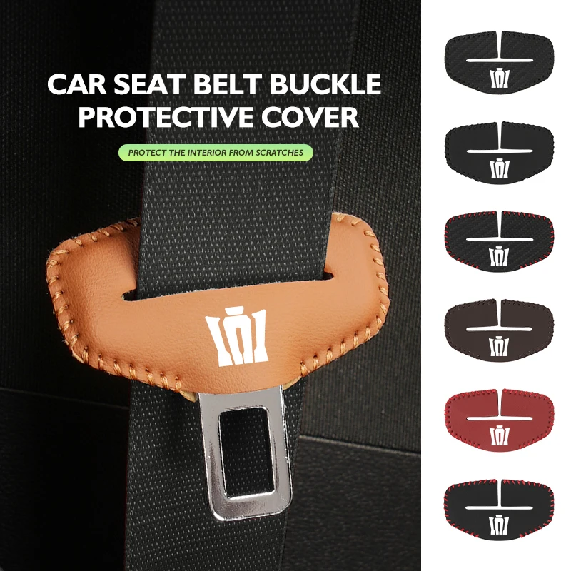 Leather Car Seat Belt Buckle Protector Anti-Scratch Fastener Clip For Toyota Crown S170 Athlete 2000 2001 2002 2003 2004 2005