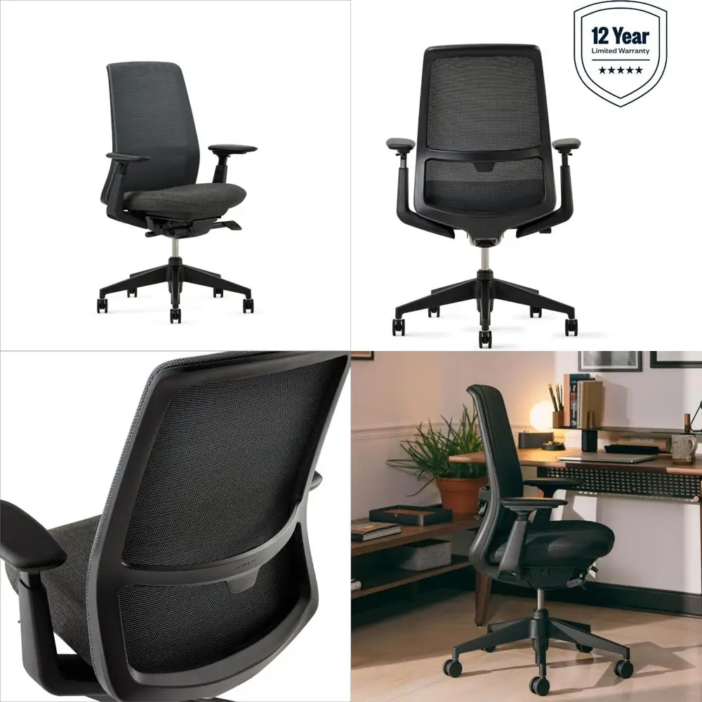 ergonomic adjustable mesh office chair - flexible back support in charcoal