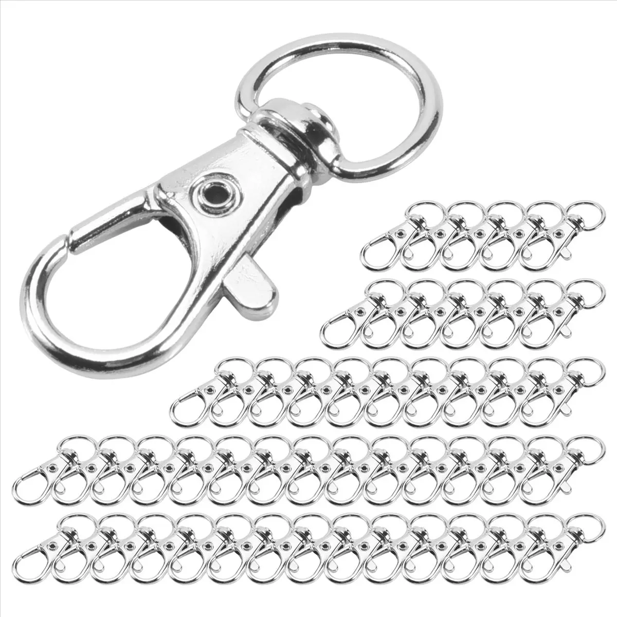 【HOT N07R】 50 Pcs Swivel Clasps Lanyard Snap Hook,Metal Swivel Lanyard Snap Hook Lobster Claw Clasp Silver