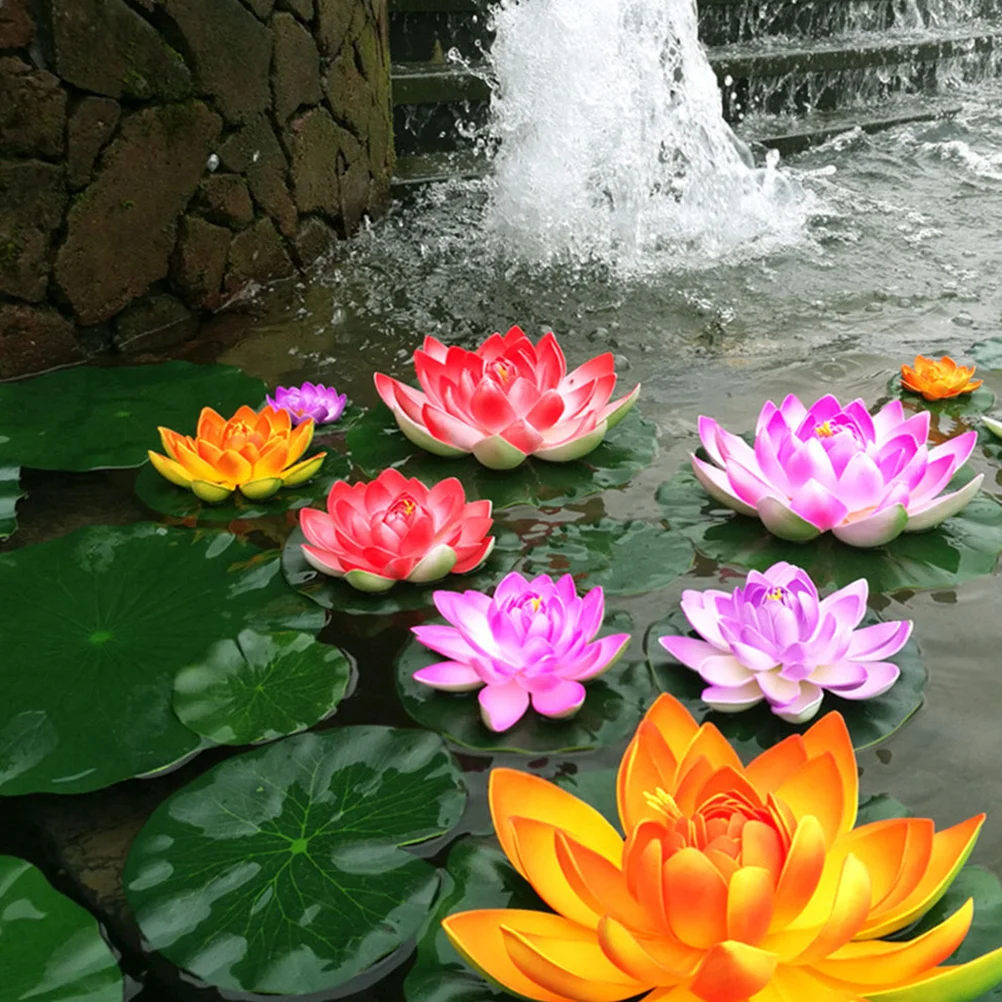 15 Pcs Artificial Lotus Flower Seeds Flowers Garden Decoration Water Lily Pad Ornament Fake Fountain for Pool False