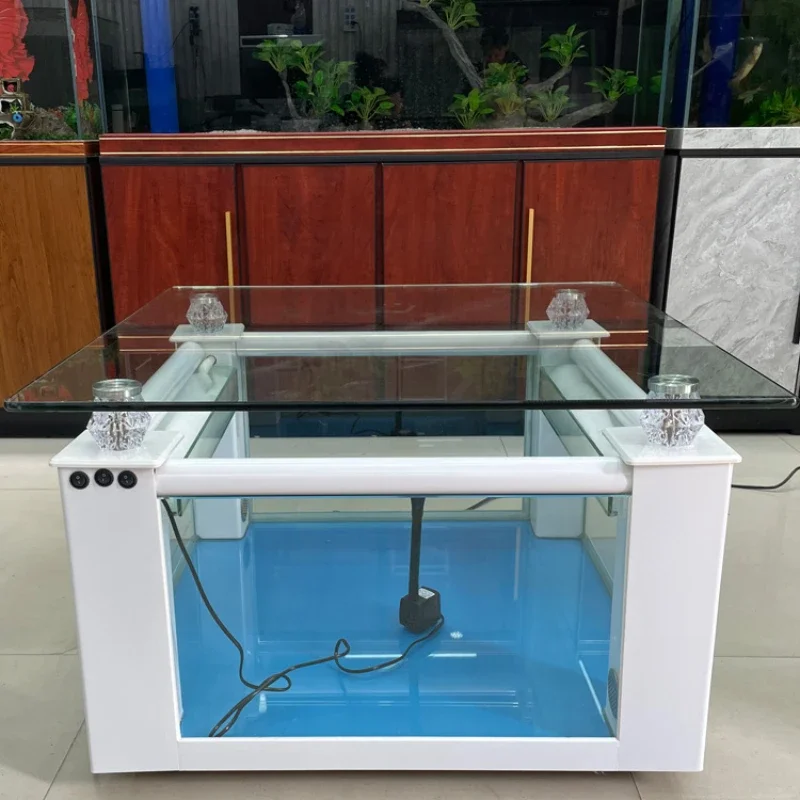 

Tea Table Fish Tank Living Room Home with Landscape Ecology Turtle Jar Small Glass Cylinder