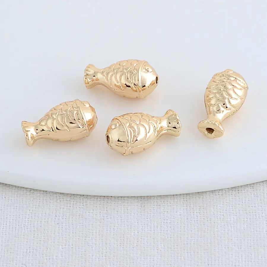 10PCS 7*12.5MM 14K Gold Color Brass Fish Charms Pendants Jewelry Making Supplies Diy Necklaces Bracelet Findings Accessories