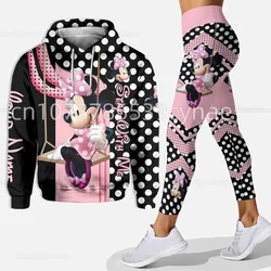 Disney-Sudadera con capucha de Minnie 3D para mujer, traje de Yoga de Minnie, pantalones de chándal, traje deportivo de moda, 2023