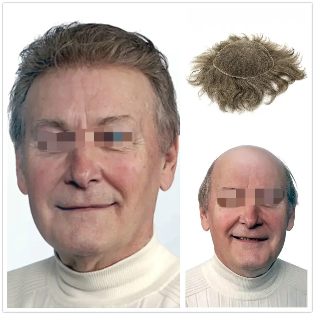 

Hstonir Full Swiss Lace Wig Men Toupee Comfortable Hair System Bleached Knots Indian Remy Hair Replacement H074