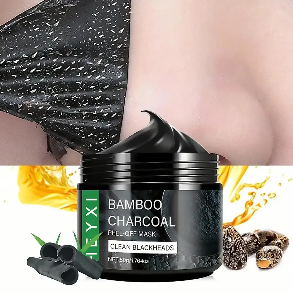 Charcoal Bamboo Peel Off Mask 50g,Deep Cleansing Blackhead Remover, Oil Control Pore Purifying Mud Mask for T-Zone Care