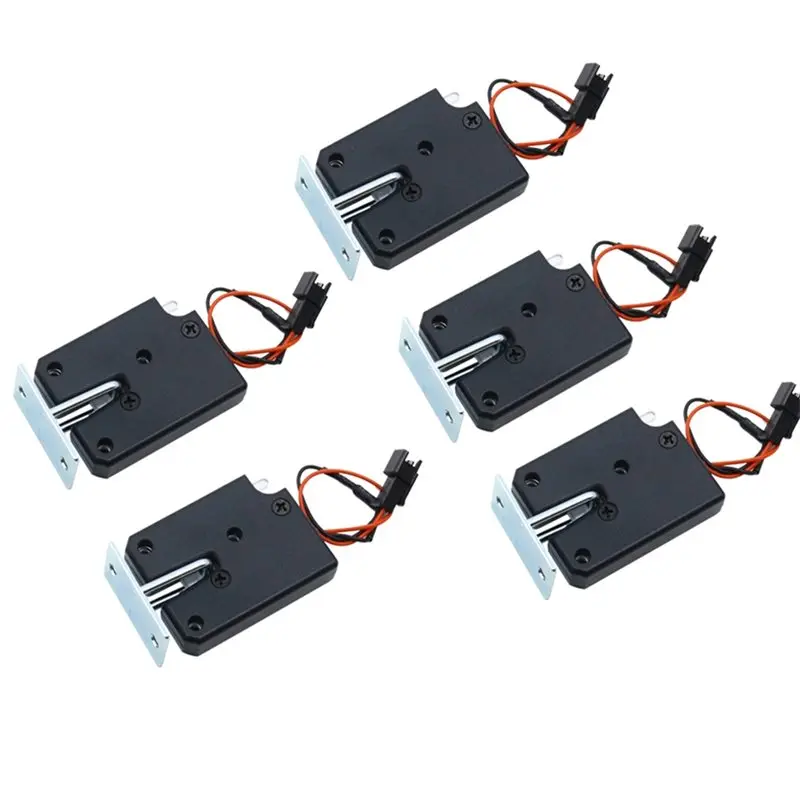 Mini Cabinet Door Lock Small Electric Lock DC 12V Plastic Titanium Wire Electronic Control Lock For Vending Machine 5Pcs