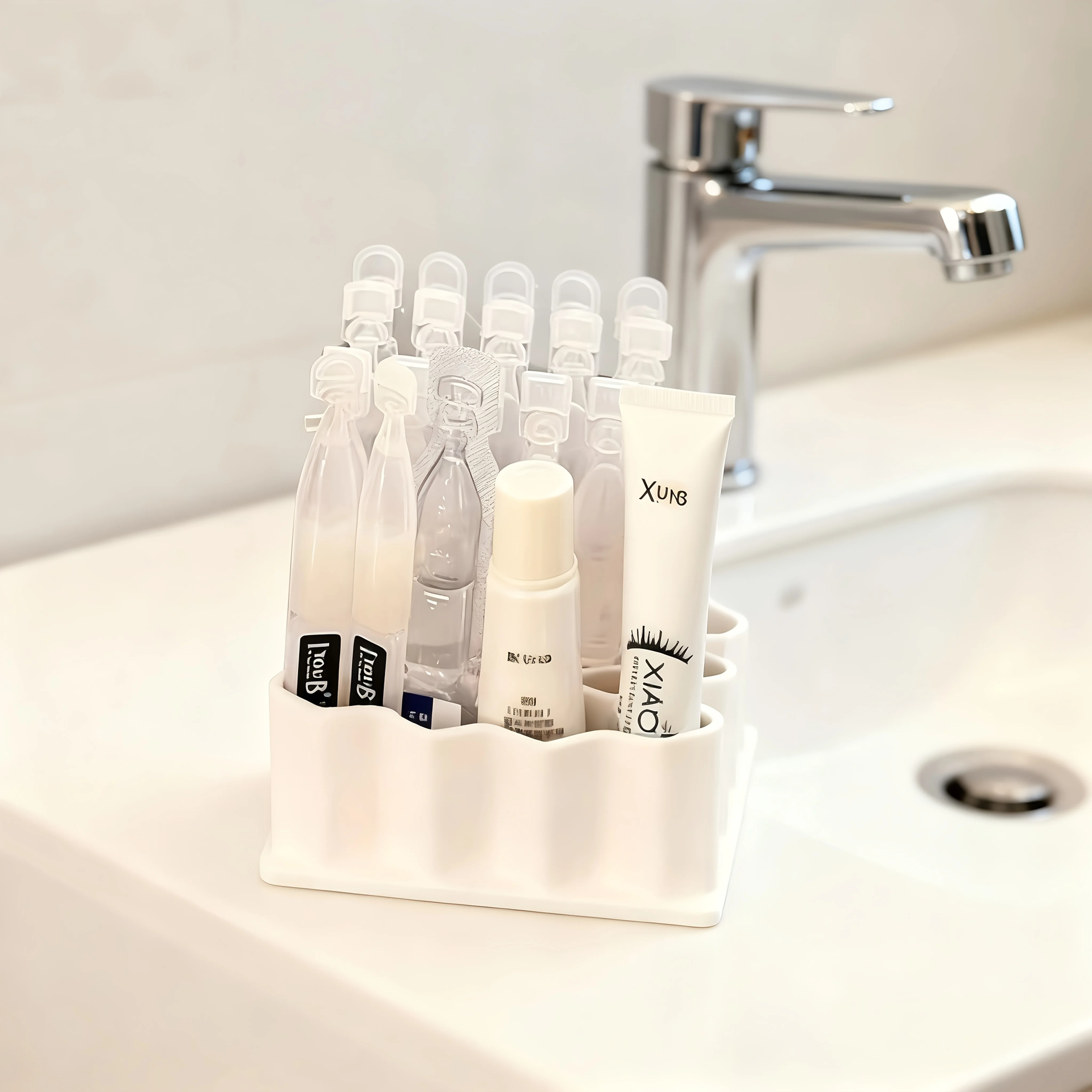 多機能グリッドオーガナイザー、多用途収納ラック、歯ブラシ、化 - Home Bathroom Scene のレビューと価格