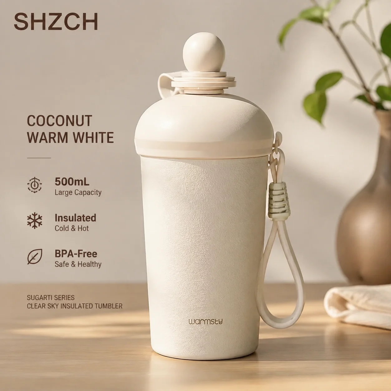 500ml Titanium-Coated Liner Insulated Water Bottle | Leak-Proof Straw Cup 12H Heat Retention Portable Gift
