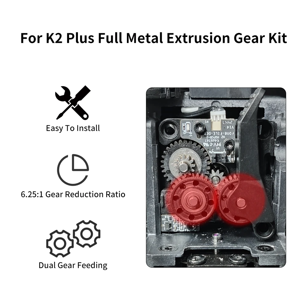 Für Creality K2 Plus, verbessertes Extrusionsgetriebesatz, hitzebeständiges Nickel-DLC-beschichtetes Material für K2 Plus