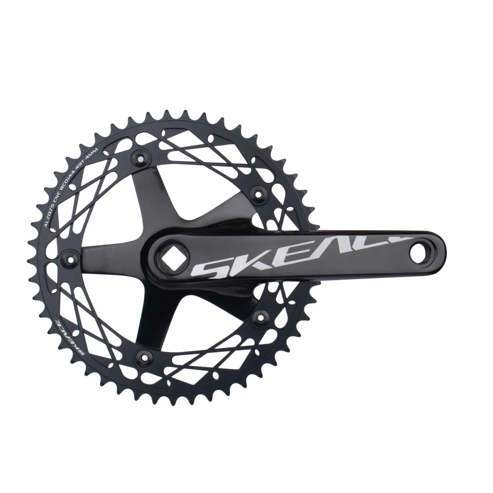 SKEACE Bicycle Crankset 144BCD Mountain Bike Square Hole Crank Aluminum Alloy Single Speed Crank Chainwheel 165mm 49T Crank Set