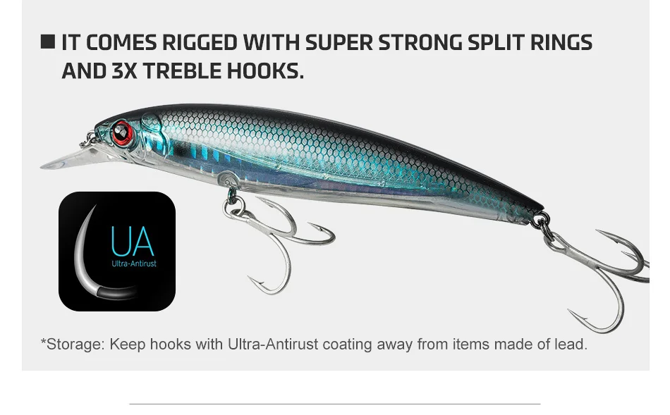 NOEBY Minnow Angelköder 100mm 14g 120mm 22g Unterwasser-Tauchköder Jerkbait Harter Köder Schwimmender Seebarsch Bonito Angelköder – Detail 8