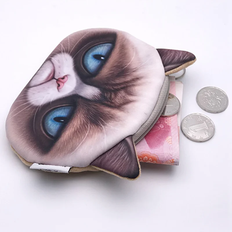 New Cartoon Cute Cat Plush Coin Purse Creative Cat Coin Purse Lipstick Bag Headphone Storage Bag Funny Children's Birthday Gift