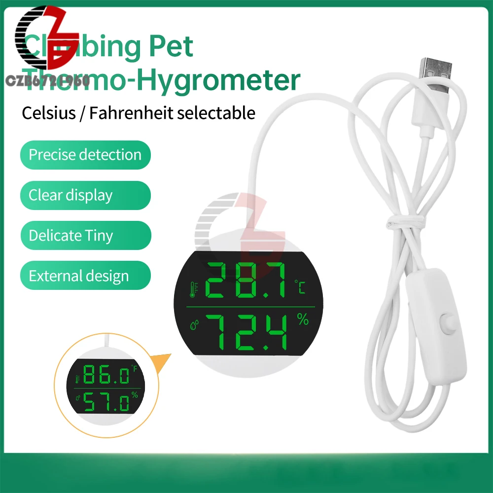 High Precision USB Thermometer LCD Digital Aquarium Fish Tank Thermometer 0-60℃ Temperature Sensor Meter Thermometer Measurement