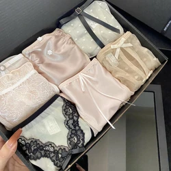 Pure Love Set Female •(6 Pieces of Custom) French Light Luxury Lace Underwear Ladies Set Gift BoxSexy Briefs Sexy Panties Women