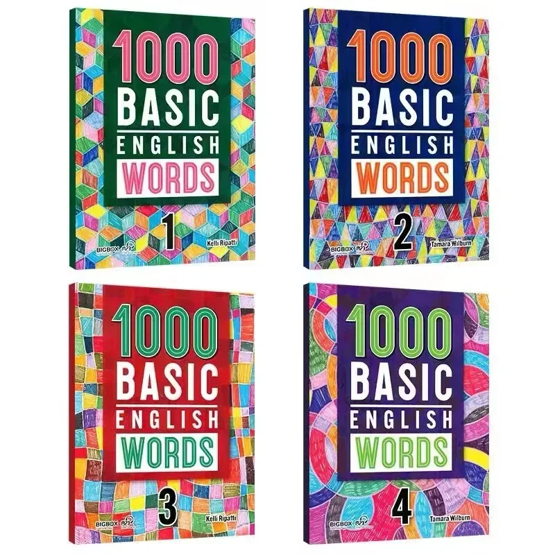 4 Books 1000/2000 Core English Words Primary School Common English Vocabulary Dictionary Book For Kids 5-12 Years Old