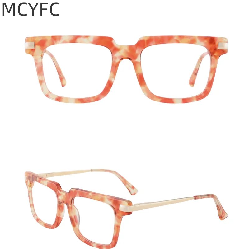 

MCYFC Fashion Full Rime Glasses Frames for Women and Men Square Acetate+metal Material Sweet Gentlemanly Style Eyeglasses Frame