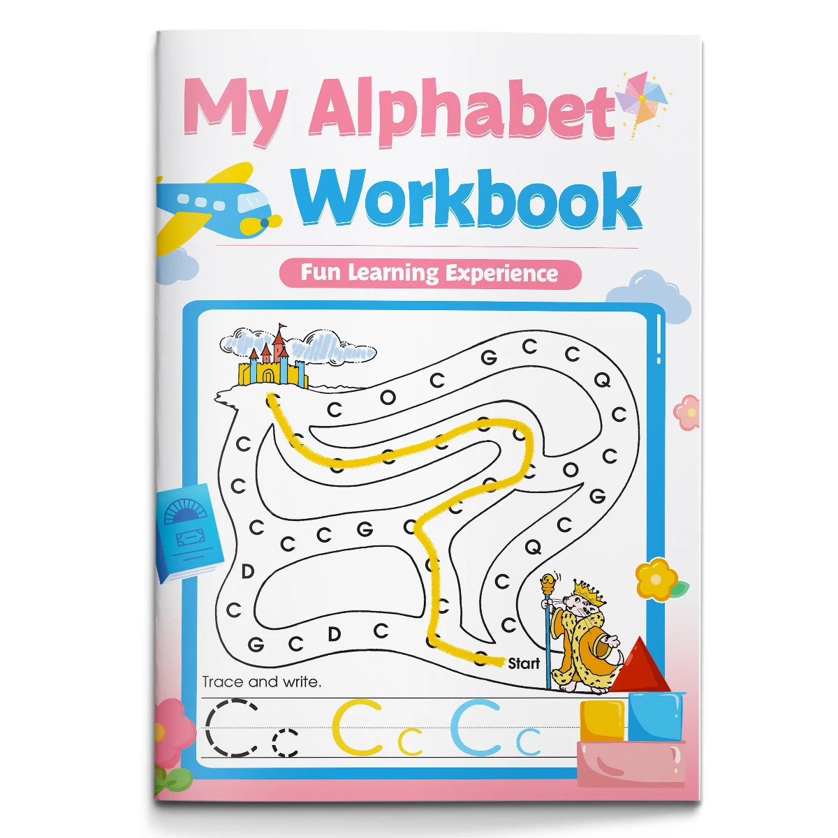 Children's alphabet coloring book, cute cartoon patterns, preschool early education workbook, boost your baby's hands-on skills