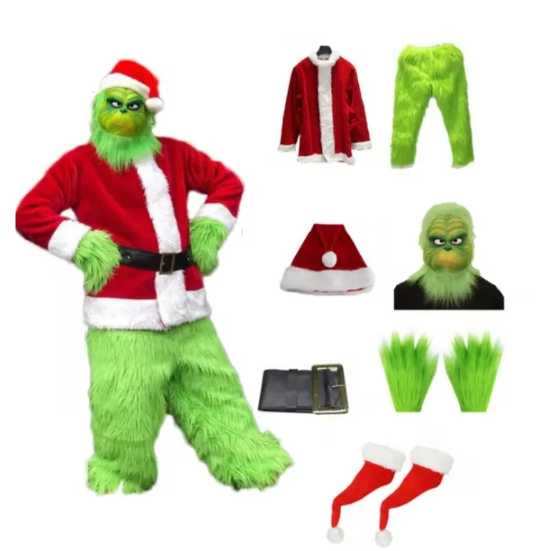 Green Hair Monster Halloween Cosplay Full Body Long Hair Green Camouflage Prop Costume Christmas Prank Show Costume